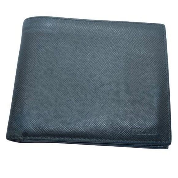 Authentic Prada Dark Gray Saffiano Leather Basic Bifold Wallet